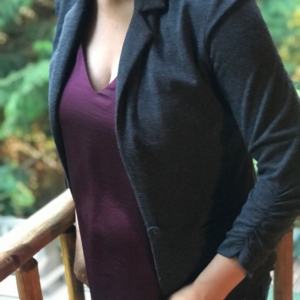 V-neck sweater blazer grey S